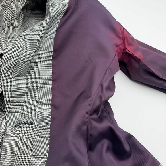 SAVILLE Women's 4 Vintage Black White Houndstooth Plaid Preppy Blazer Skirt Suit - Picture 5 of 16